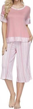 NEW INK & IVY short sleeve soft breathable pajama top in fancy stripe